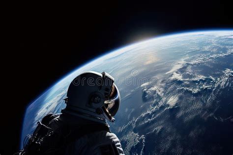 Space Tourist Enjoying View Of The Earth From Outer Space With Planet