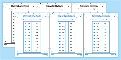 Comparing Decimals Worksheet For 3rd 5th Grade Twinkl