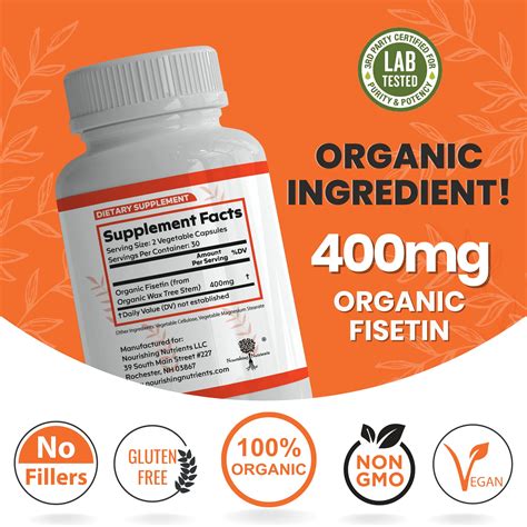 Organic Fisetin Supplement Capsules Mg X Stronger Natural