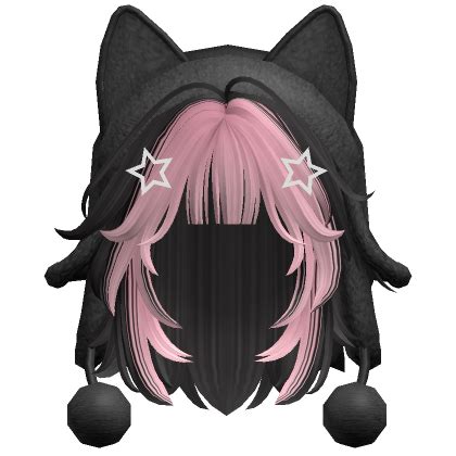 Two Tone Wolfcut W Cat Ushanka In Pink Black Roblox Item Rolimon S