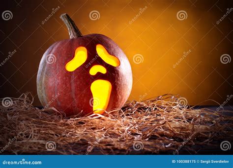 Halloween Pumpkin in a Form of Scream Mask Stock Image - Image of ...