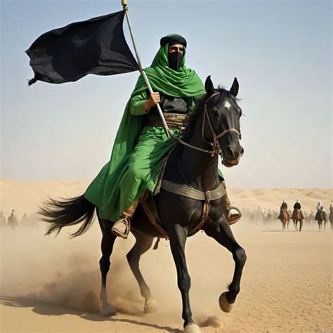 Abbas ibn Ali on horseback, traditional Arab warrior...