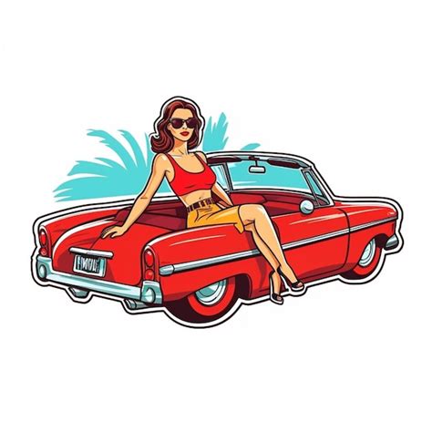 Premium Photo Arafed Woman In A Bikini Sitting In The Back Of A Red Car Generative Ai