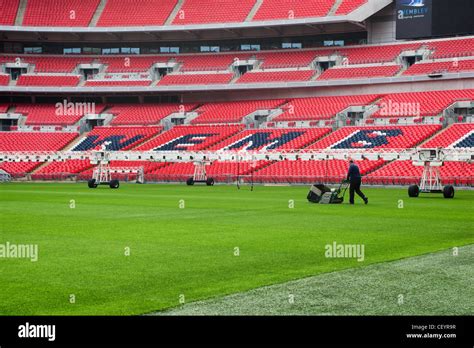 Football Stadium Groundsman Grass Fotos Und Bildmaterial In Hoher