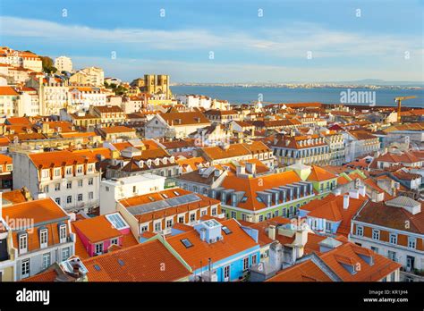 Skyline Of Lisbon With Famous Lisbon Cathedral At Sunset Portugal