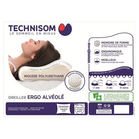 TECHNISOM Oreiller ergonomique alvéolé à mémoire de forme TECHNISOM pas