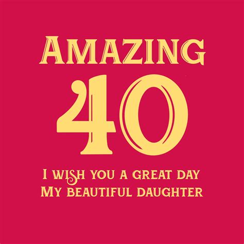 Red Background Happy 40th Birthday Daughter Card Boomf