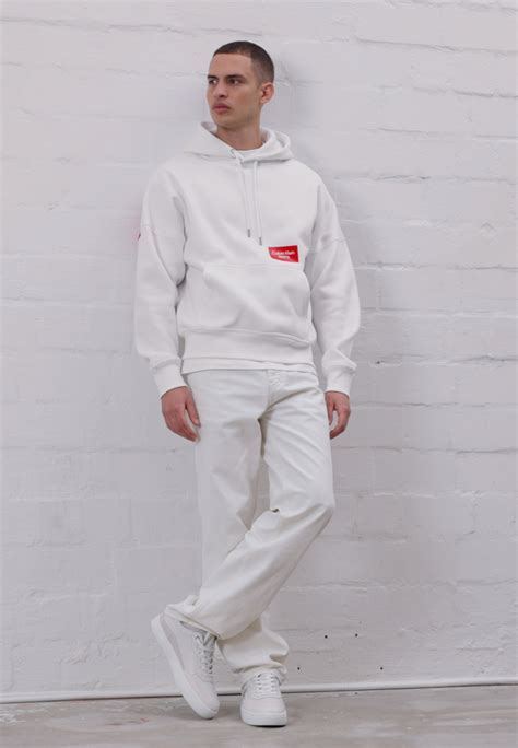 Calvin Klein Jeans Bold Logo Hoodie Sweatshirt Bright Whiteblanc