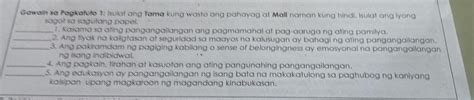 Gawain Sa Pagkatuto Isulat Ang Tama Kung Wasto Ang Pahayag At Mali