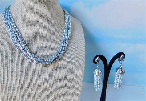 Silvery Cascade Sarah Coventry Strand Necklace And Earrings Etsy