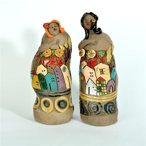 Women Ceramic Sculpture Set Of Two Female Ceramic Figures Etsy