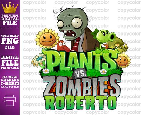 Zombies Gamer Customized Pvz Png File Birthday Custom Png Etsy