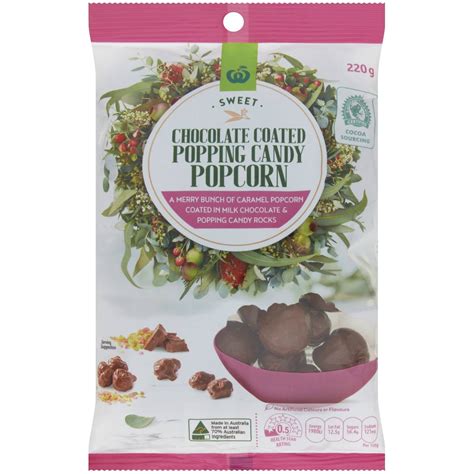 Woolworths Chocolate Coated Popping Candy Popcorn 220g Woolworths