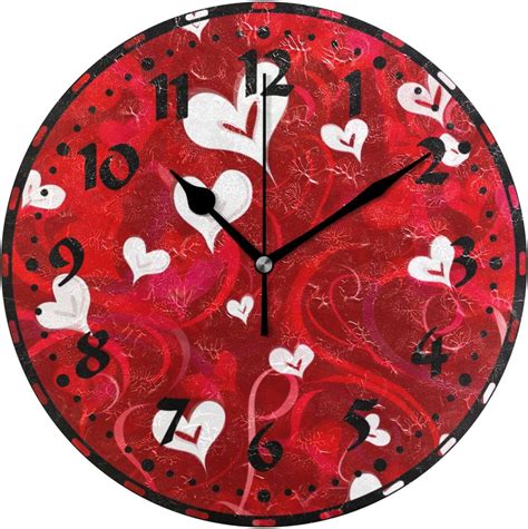 Dreamtimes Valentines Day Hearts Wall Clock Silent Non Ticking Inch