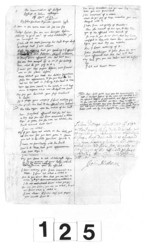 Important Documents The Salem Witch Trials