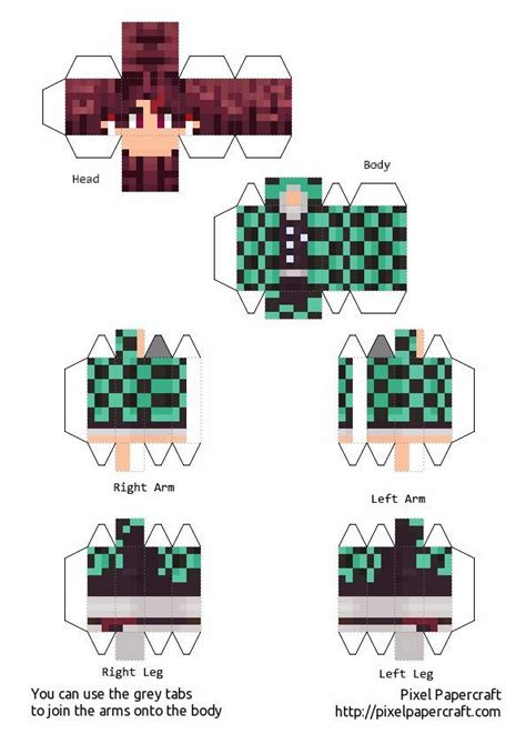 Tanjiro Kamado Minecraft Dibujos Para Armar Minecraft Para Armar