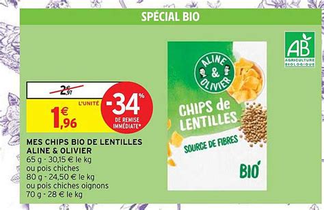 Promo Mes Chips Bio De Lentilles Aline And Olivier Chez Intermarché