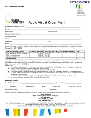 Fillable Online Audio Visual Order Form Wmaa Fax Email Print Pdffiller