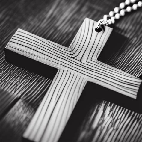 Closeup Of Simple Wooden Christian Cross Necklace On Old Bible To Color