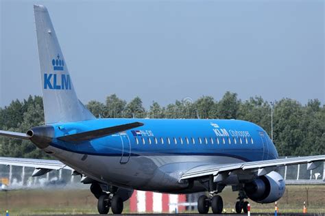 Klm Plane Doing Taxi On Runway Editorial Stock Photo Image Of Departs