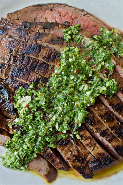 Grilled Flank Steak 1 Minute Chimichurri Sauce Life Made Simple