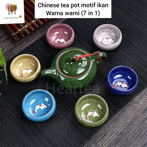 Jual Chinese Tea Pot Set Poci Keramik 6 Cangkir Teko Set Keramik