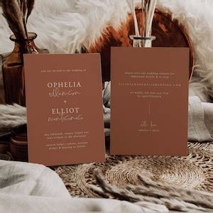 Dusty Terracotta Wedding Invitation Template Rust Wedding Etsy