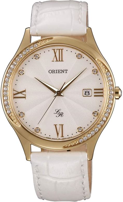 Orient Modern Ladies Watch With Real Leather Strap Rhinestone Gold