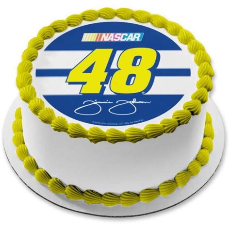 Nascar Logo Jimmie Johnson 48 Signature Edible Cake Topper Image