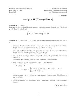 Uebungsblatt 4 Mit Loesung Lehrstuhl F Ur Angewandte Analysis