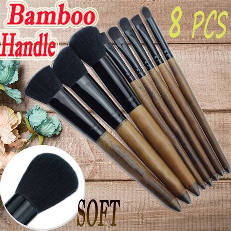 ISHOWTIENDA 8PCS Bamboo Handle Makeup Brushes Suit Eye Shadow Lip Brush