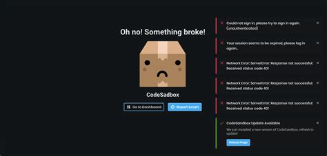 A Lot Of Error Messages After Not Using Codesandbox For Some Time