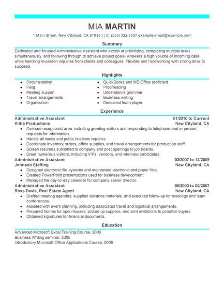 Best Administrative Assistant Resume Example Livecareer