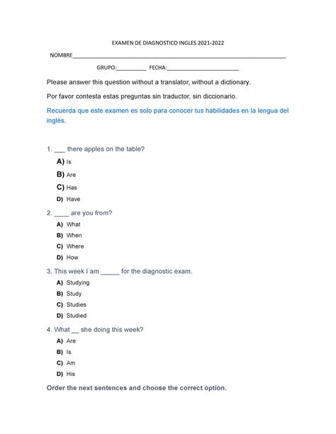 Examen Diagnostico Tercer Grado Ingles Worksheet Live Worksheets Porn