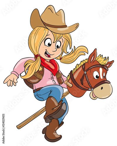 Vektor Illustration Eines Kleinen Cowgirls Stockfotos Und Lizenzfreie