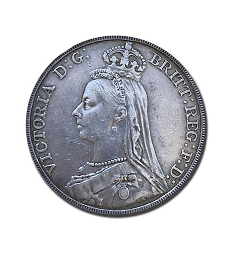 1891 British Silver Crown 5 Shillings Queen Victoria Coin