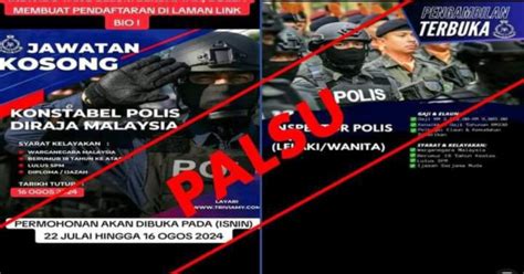 Poster Jawatan Kosong Konstabel PDRM Palsu Harian Metro