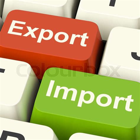 Export And Import Keys Showing International Trade Or Global Commerce