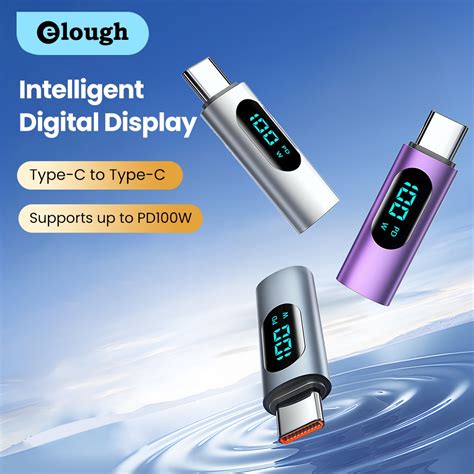 Elough 100W Digital Display USB Type C Male To Type C Female OTG