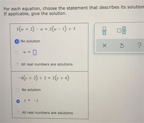 Solved For Each Equation Choose The Statement That Describes Its