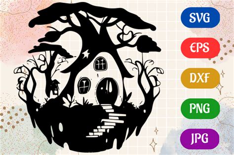 Fairy House Silhouette Svg Eps Dxf Graphic By Creative Oasis