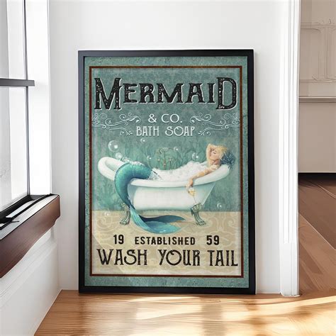 Mermaid Co Mermaid Bath Soap Poster Set Mermaid Wall Decor Etsy