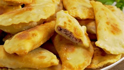 Очень вкусные жареные ПИРОЖКИ С МЯСОМ из пресного теста на сковороде ...