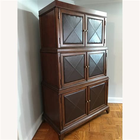 Bernhardt Mahogany Armoire With Leather Doors Aptdeco