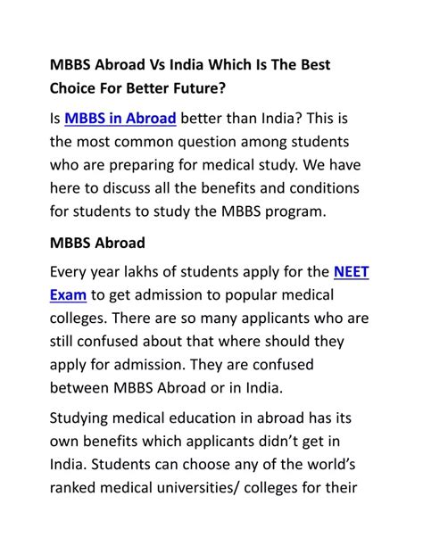 PPT MBBS Abroad Vs India Which Is The Best Choice For Better Future