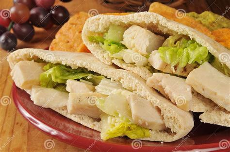 Chicken Caesar Pita Closeup Stock Image Image Of Chicken Lettuce