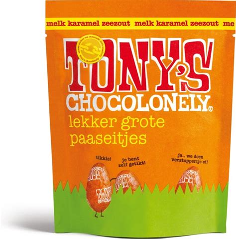 Tony S Chocolonely Chocolade Paaseitjes Melkchocolade Karamel Zeezout