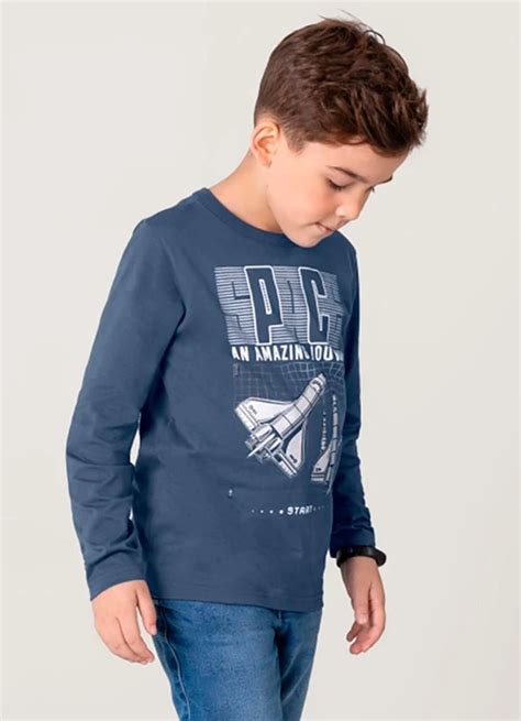 Camiseta Infantil Menino Azul Brandili