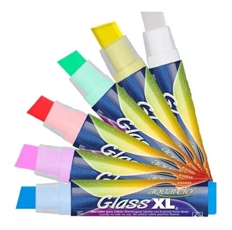 6 Plumones Tiza Vidrio Jumbo Azor Glass colores A Elegir Envío gratis