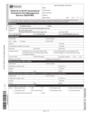 Fillable Online Health Qld Gov Referral Form Queensland Health